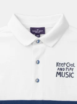 Sergent Major T-shirt & Polo-Polo bleu et blanc en jersey &agrave; motif blaireau guitariste