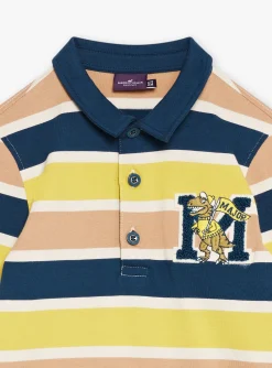 Sergent Major T-shirt & Polo-Polo bleu marine, beige et vert &agrave; imprim&eacute; &agrave; rayures