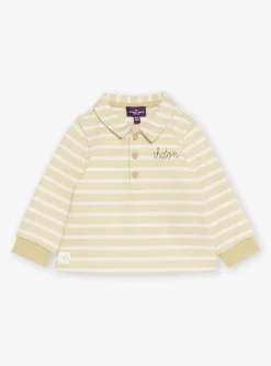 Sergent Major Chemise, T-shirt & Polo-Polo &eacute;cru et vert argile &agrave; imprim&eacute; &agrave; rayures