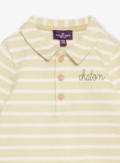 Sergent Major Chemise, T-shirt & Polo-Polo &eacute;cru et vert argile &agrave; imprim&eacute; &agrave; rayures