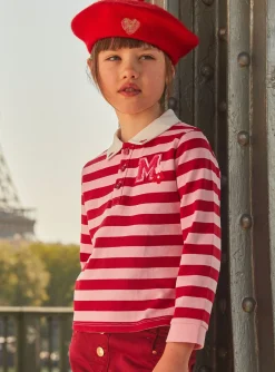 Sergent Major Blouse & T-shirt-Polo rose barbapapa et rouge à imprimé à rayures