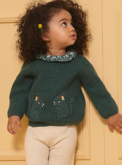 Sergent Major Pull, Gilet & Cardigan-Pull à col fleuri