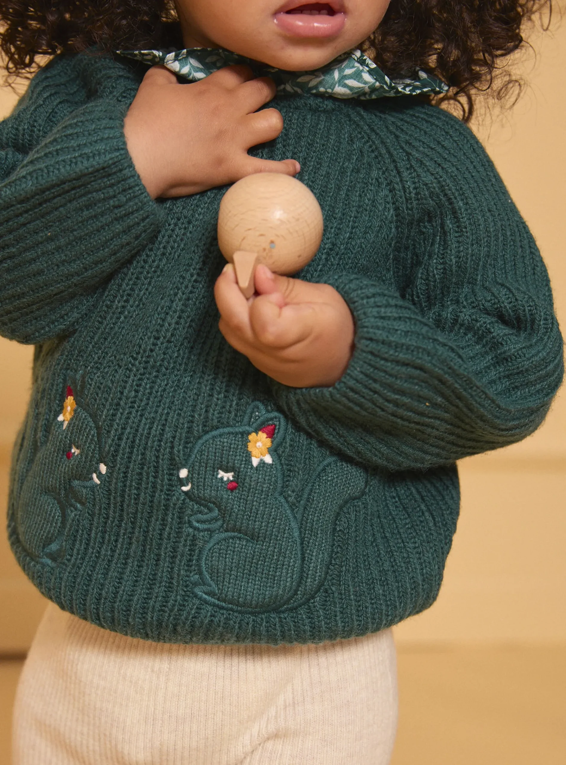 Sergent Major Pull, Gilet & Cardigan-Pull à col fleuri