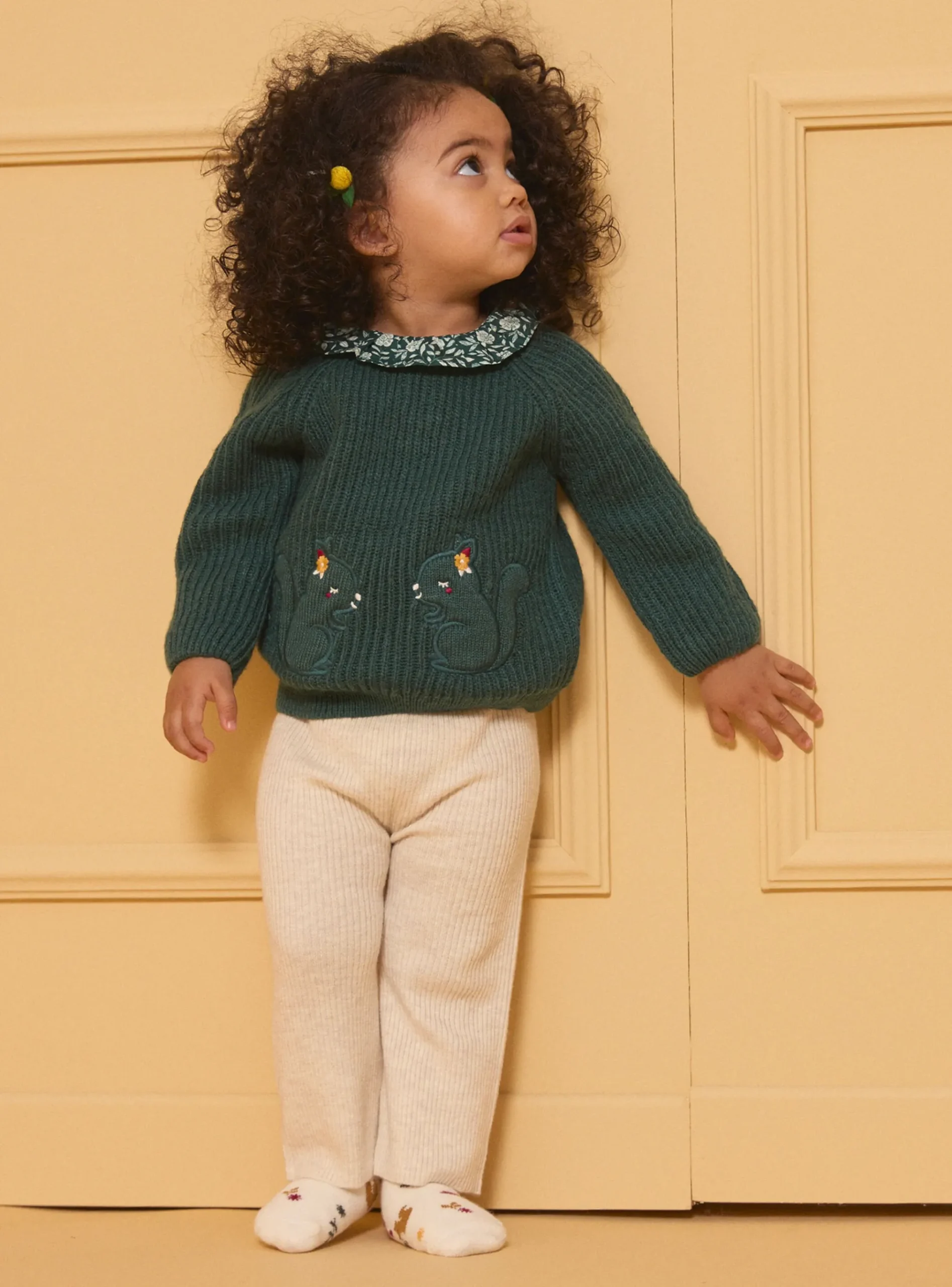 Sergent Major Pull, Gilet & Cardigan-Pull à col fleuri