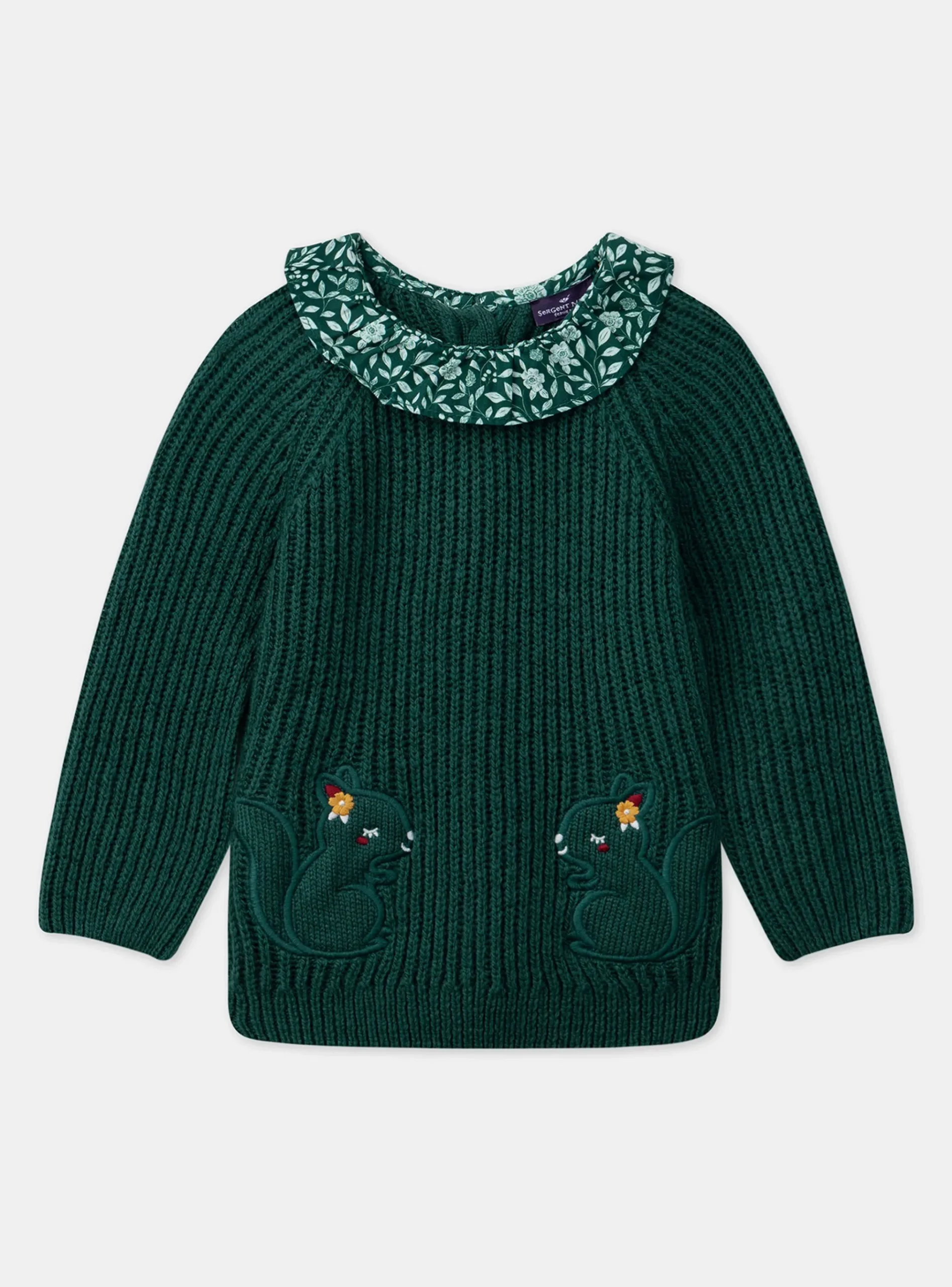 Sergent Major Pull, Gilet & Cardigan-Pull à col fleuri