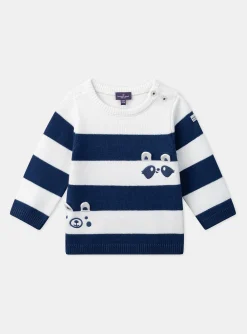 Sergent Major Pull, Gilet & Cardigan-Pull bleu et blanc &agrave; imprim&eacute; &agrave; rayures
