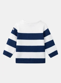 Sergent Major Pull, Gilet & Cardigan-Pull bleu et blanc &agrave; imprim&eacute; &agrave; rayures
