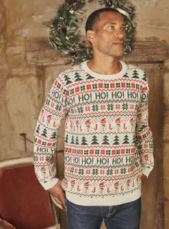 Sergent Major Pull, Gilet & Sweat-Pull &eacute;cru &agrave; imprim&eacute; No&euml;l