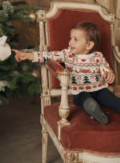 Sergent Major Pull, Gilet & Cardigan-Pull &eacute;cru &agrave; imprim&eacute; No&euml;l