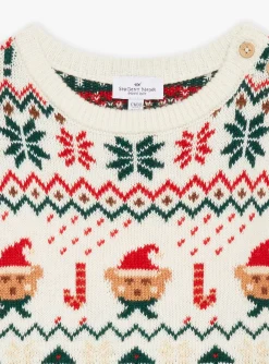 Sergent Major Pull, Gilet & Cardigan-Pull &eacute;cru &agrave; imprim&eacute; No&euml;l