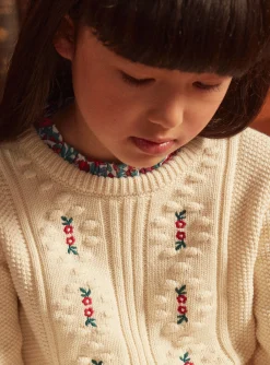 Sergent Major Pull, Gilet & Cardigan-Pull écru brodé