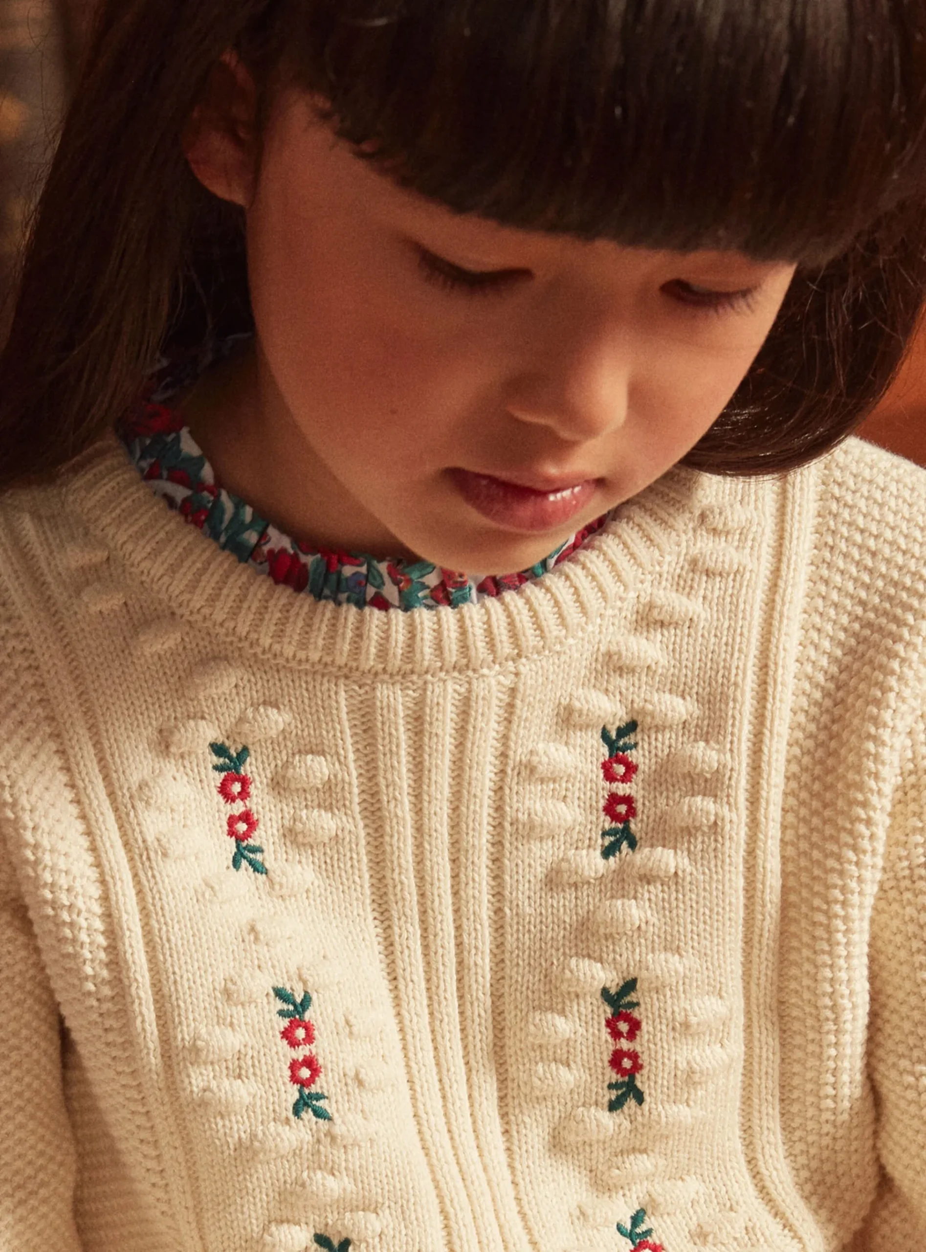 Sergent Major Pull, Gilet & Cardigan-Pull écru brodé