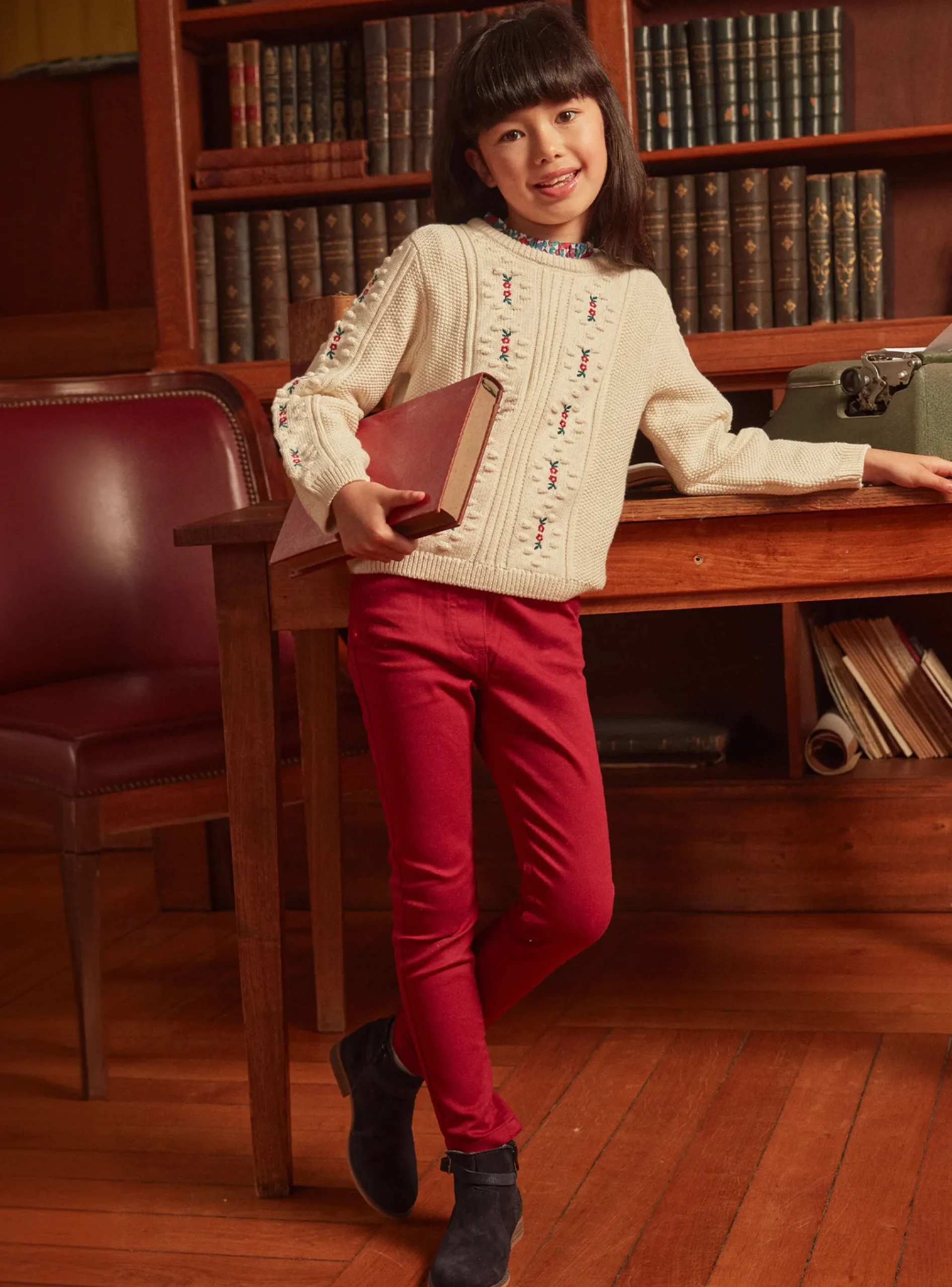 Sergent Major Pull, Gilet & Cardigan-Pull écru brodé