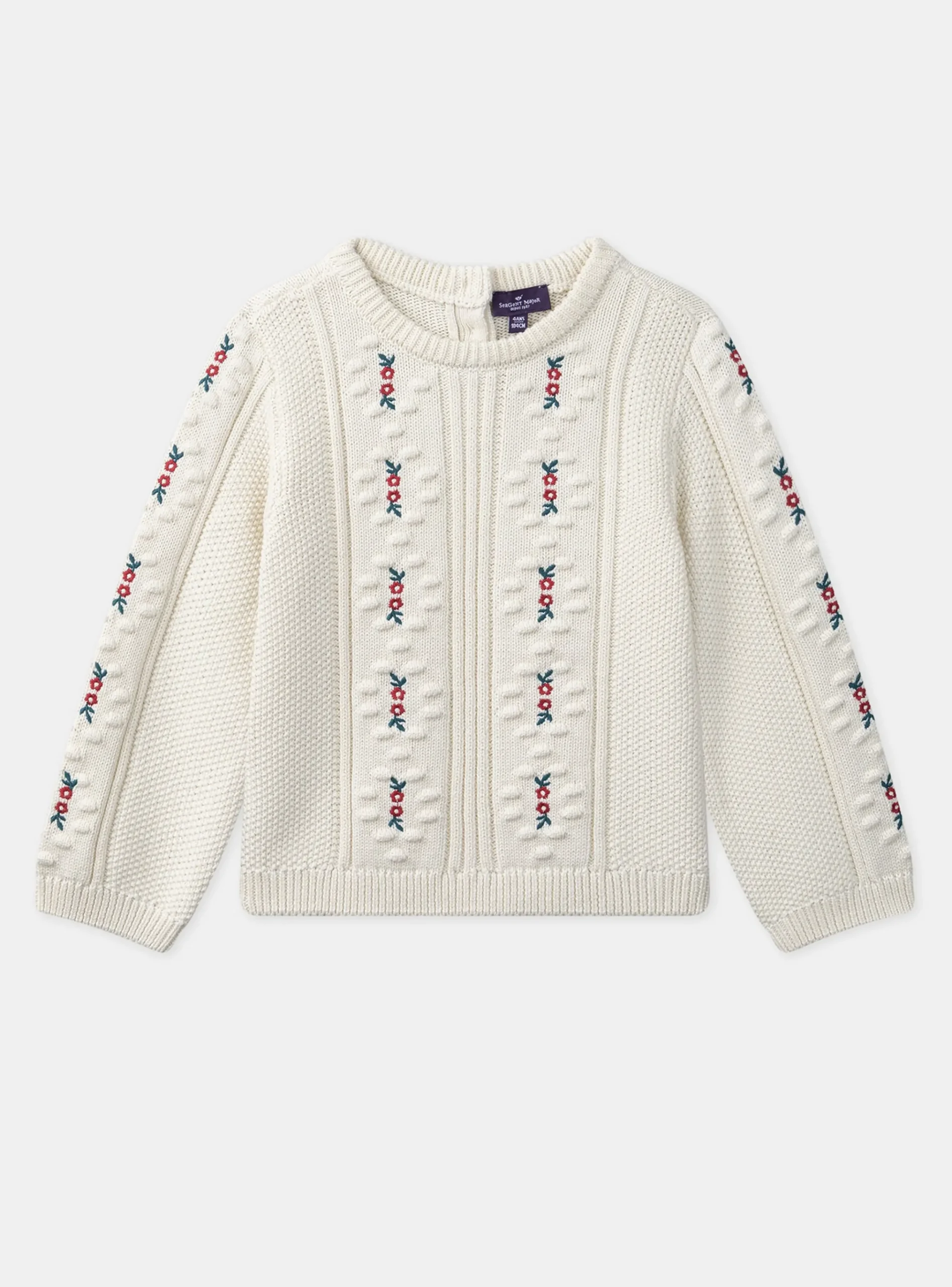 Sergent Major Pull, Gilet & Cardigan-Pull écru brodé