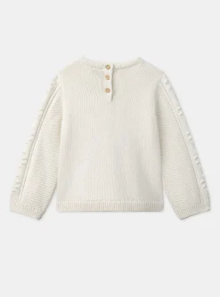 Sergent Major Pull, Gilet & Cardigan-Pull écru brodé