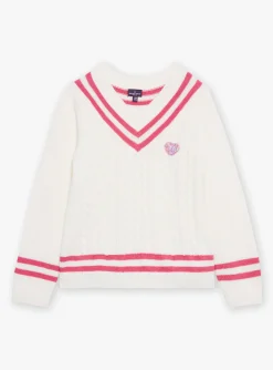 Sergent Major Pull, Gilet & Cardigan-Pull &eacute;cru en maille torsad&eacute;e