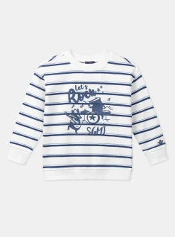 Sergent Major Pull, Gilet & Sweat-Pull &eacute;cru et bleu &agrave; imprim&eacute; &agrave; rayures