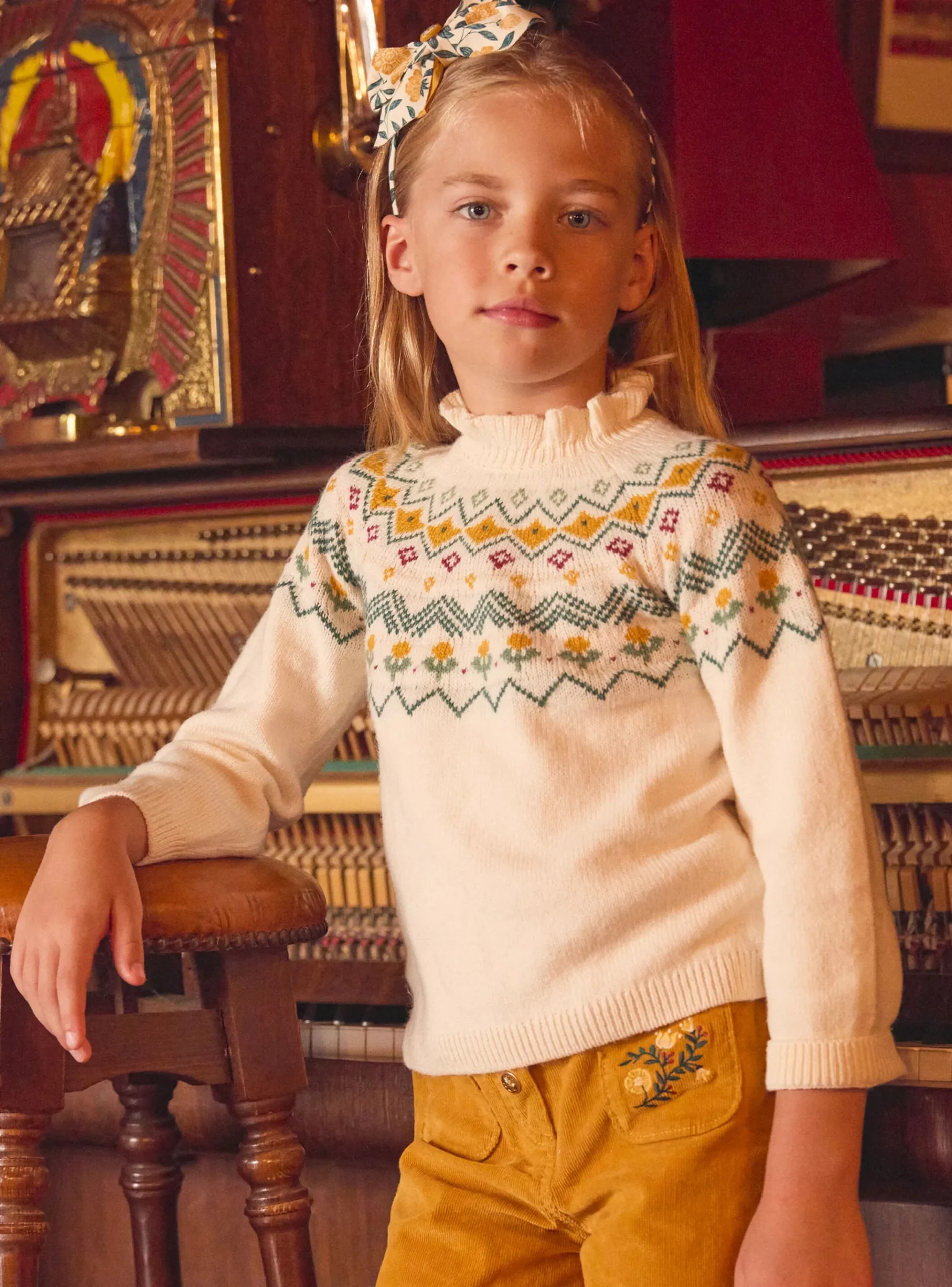 Sergent Major Pull, Gilet & Cardigan-Pull en jacquard écru