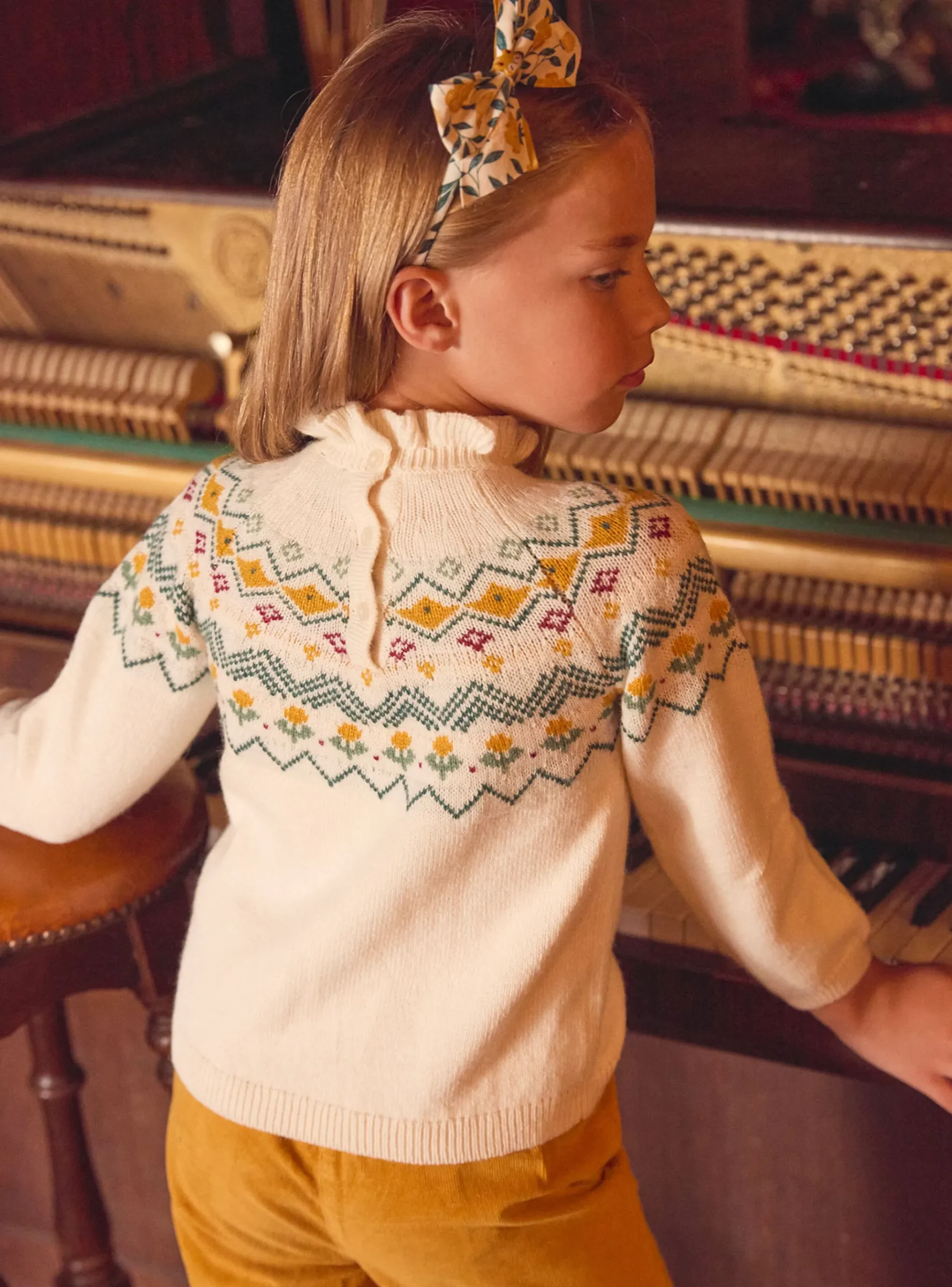 Sergent Major Pull, Gilet & Cardigan-Pull en jacquard écru