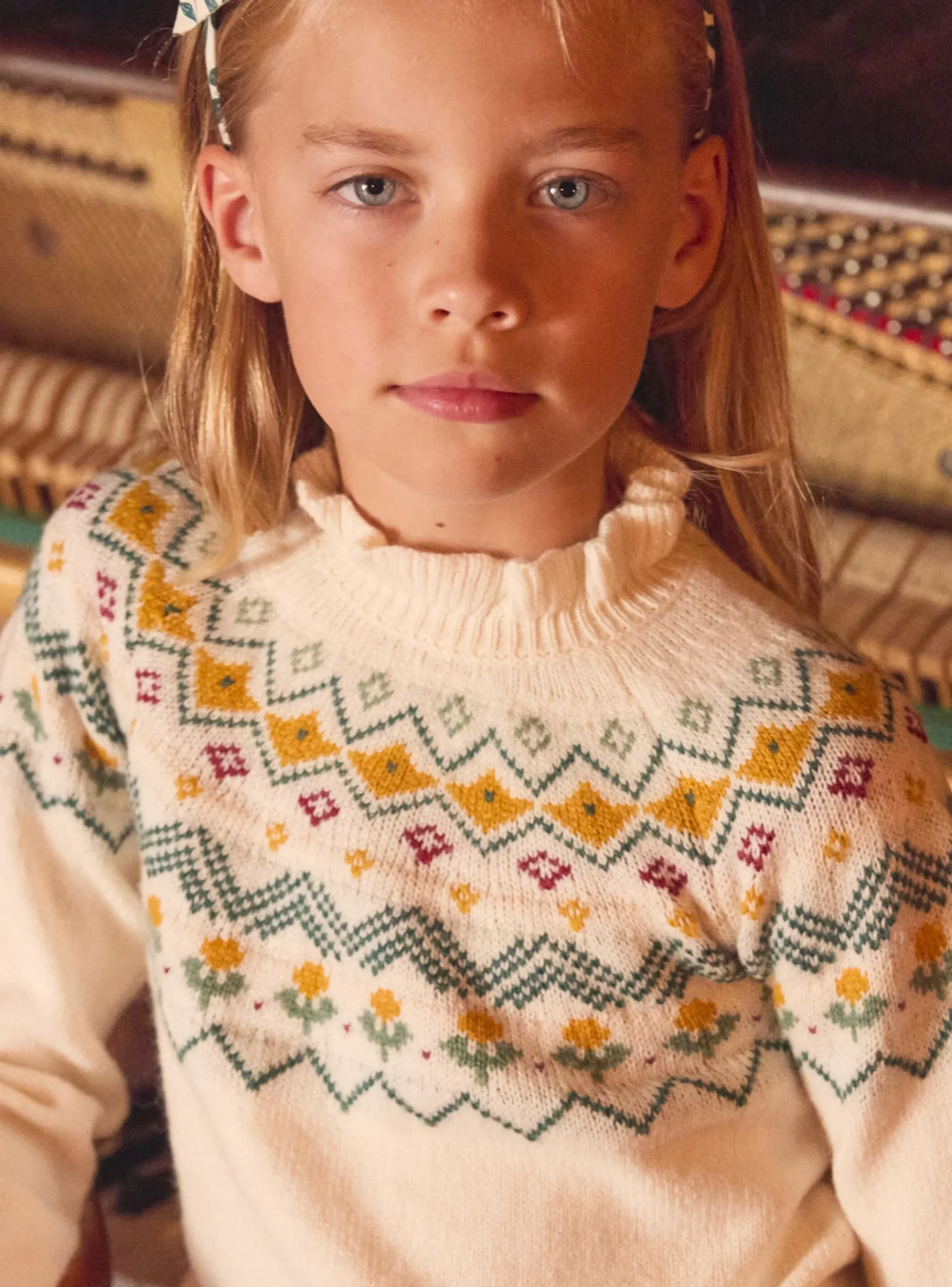 Sergent Major Pull, Gilet & Cardigan-Pull en jacquard écru