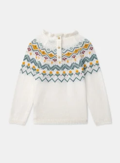 Sergent Major Pull, Gilet & Cardigan-Pull en jacquard écru