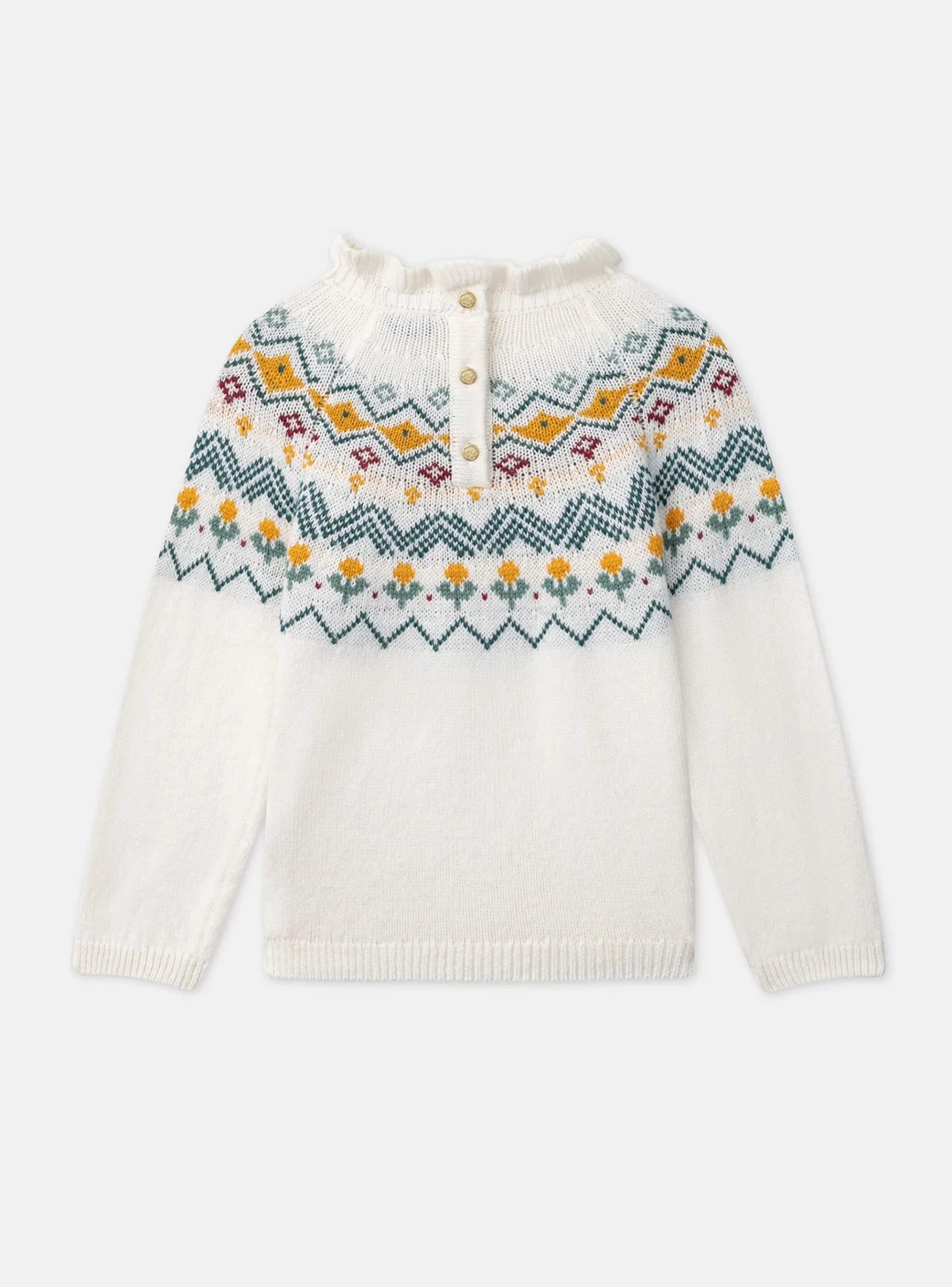 Sergent Major Pull, Gilet & Cardigan-Pull en jacquard écru