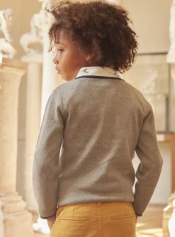 Sergent Major Pull, Gilet & Sweat-Pull gris chin&eacute; &agrave; motif t&ecirc;te de tigre