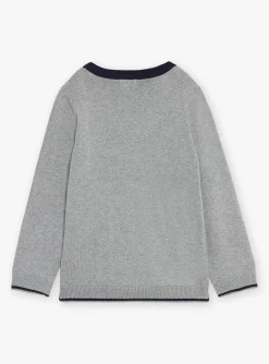 Sergent Major Pull, Gilet & Sweat-Pull gris chin&eacute; &agrave; motif t&ecirc;te de tigre