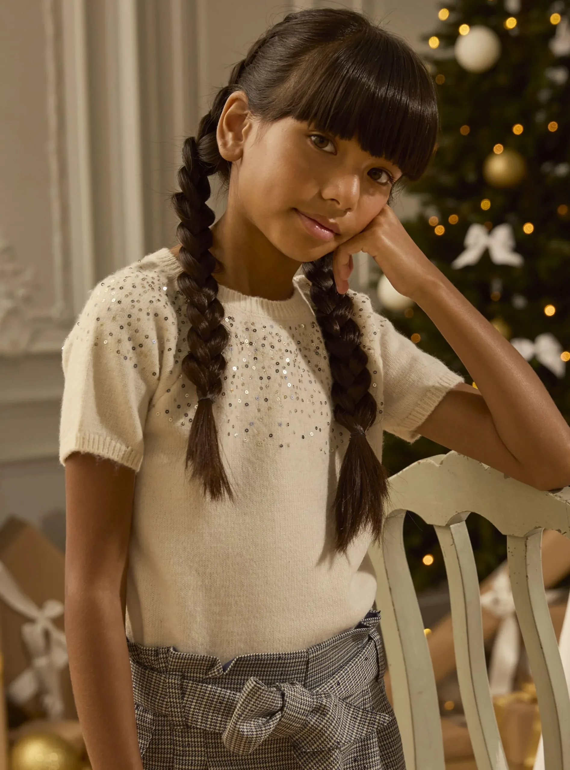 Sergent Major Pull, Gilet & Cardigan-Pull manches courtes à sequins
