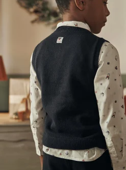 Sergent Major Pull, Gilet & Sweat-Pull sans manches bleu marine en laine