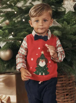 Sergent Major Pull, Gilet & Cardigan-Pull sans manches rouge à imprimé Noël