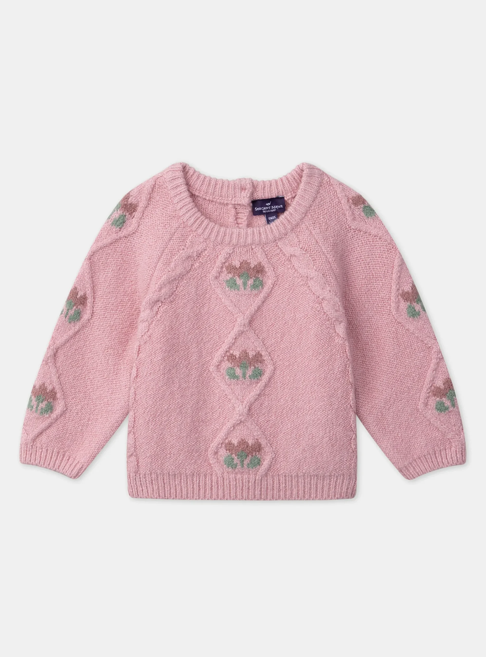Sergent Major Pull, Gilet & Cardigan-Pull torsadé rose pâle fleurs