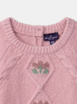 Sergent Major Pull, Gilet & Cardigan-Pull torsadé rose pâle fleurs