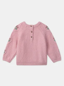 Sergent Major Pull, Gilet & Cardigan-Pull torsadé rose pâle fleurs