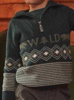 Sergent Major Pull, Gilet & Sweat-Pull vert bouteille en jacquard