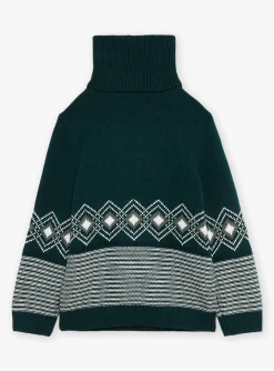 Sergent Major Pull, Gilet & Sweat-Pull vert bouteille en jacquard