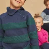 Sergent Major Pull, Gilet & Sweat-Pull vert &eacute;meraude et bleu marine en maille fantaisie