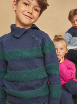 Sergent Major Pull, Gilet & Sweat-Pull vert émeraude et bleu marine en maille fantaisie