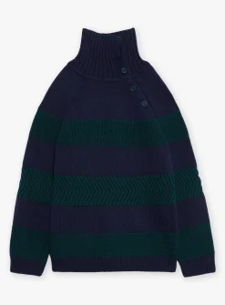 Sergent Major Pull, Gilet & Sweat-Pull vert &eacute;meraude et bleu marine en maille fantaisie