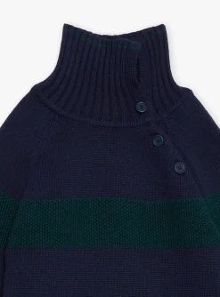 Sergent Major Pull, Gilet & Sweat-Pull vert &eacute;meraude et bleu marine en maille fantaisie
