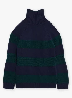 Sergent Major Pull, Gilet & Sweat-Pull vert &eacute;meraude et bleu marine en maille fantaisie