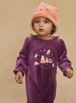 Sergent Major Pyjama & Grenouillère-Pyjama et bonnet violet en velours