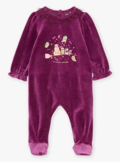 Sergent Major Pyjama & Grenouillère-Pyjama et bonnet violet en velours