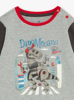 Sergent Major Pyjama-Pyjama gris chin&eacute; en molleton gratt&eacute; et jersey