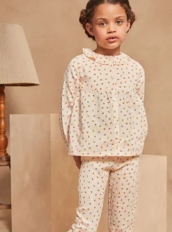 Sergent Major Pyjama-Pyjama rose pâle en gaze de coton à imprimé fleuri
