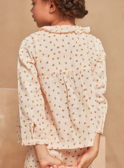 Sergent Major Pyjama-Pyjama rose p&acirc;le en gaze de coton &agrave; imprim&eacute; fleuri