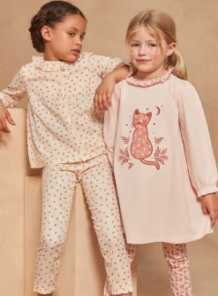 Sergent Major Pyjama-Pyjama rose p&acirc;le en gaze de coton &agrave; imprim&eacute; fleuri
