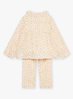 Sergent Major Pyjama-Pyjama rose p&acirc;le en gaze de coton &agrave; imprim&eacute; fleuri
