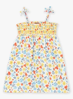 Sergent Major Robe & Combinaison-Robe &agrave; smocks &eacute;crue &agrave; imprim&eacute; fleuri