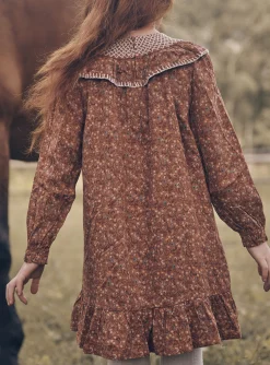 Sergent Major Robe & Combinaison-Robe &agrave; volants cannelle &agrave; imprim&eacute; fleuri et lion